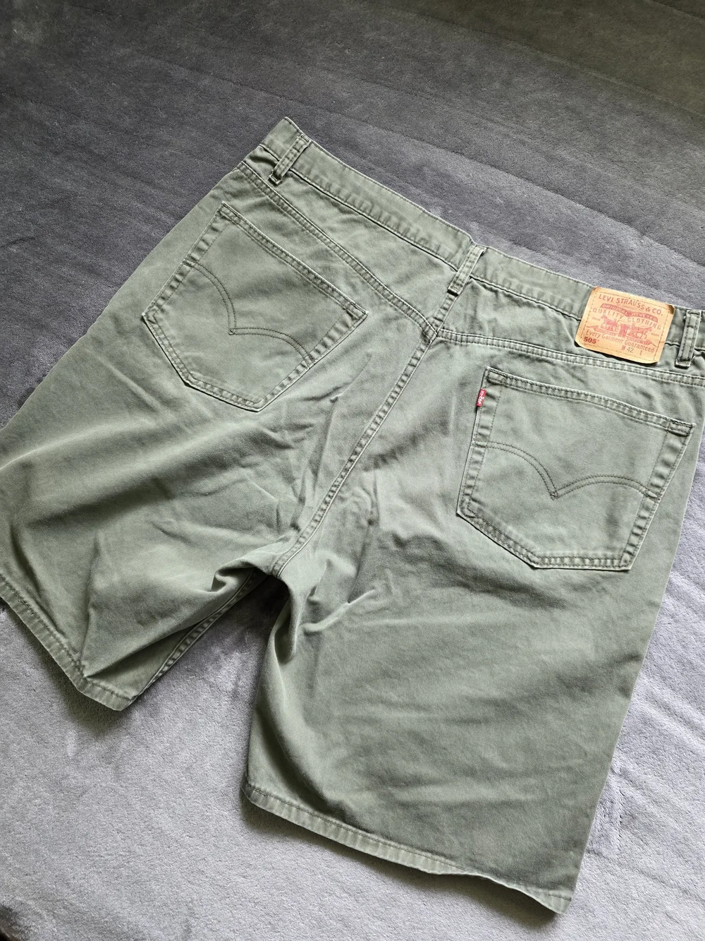 Levi's 505 W42 Vintage VTG Regular Fit Olive Green Cotton Jean Shorts